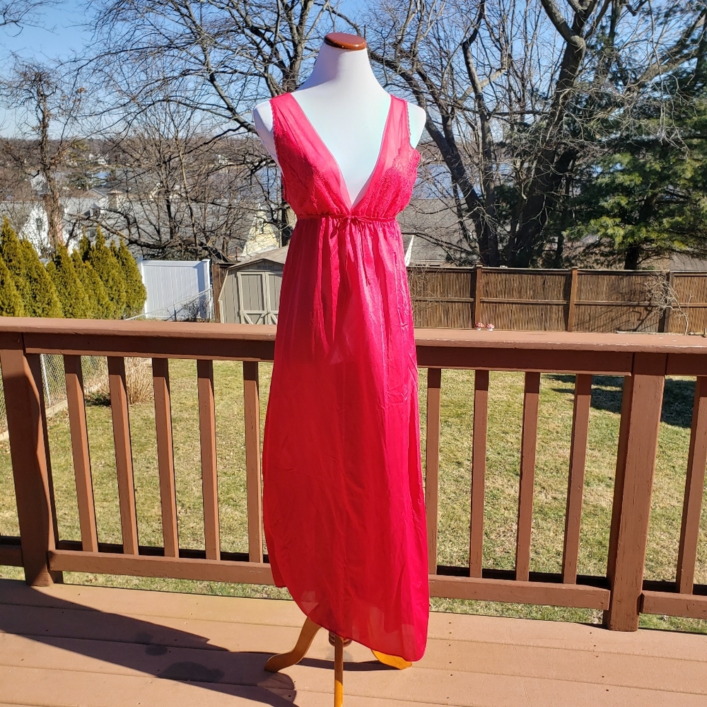 VINTAGE Pinup Nightgown Negligee Lingerie Balletcore Pink… - Picture 12 of 15